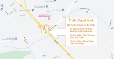 Map Traffic Upper Saucon 309 Center Valley Parkway Repair Light