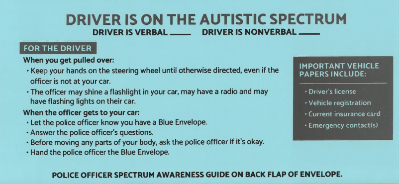 Blue Envelope Program Autism