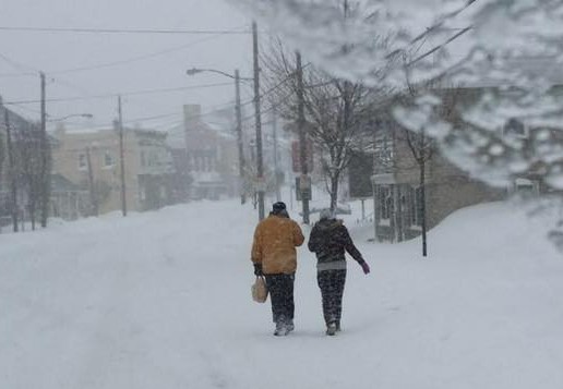 Walking in the street was easier than trying to walk on unshoveled sidewalks. Pictured: Main Street, Hellertown