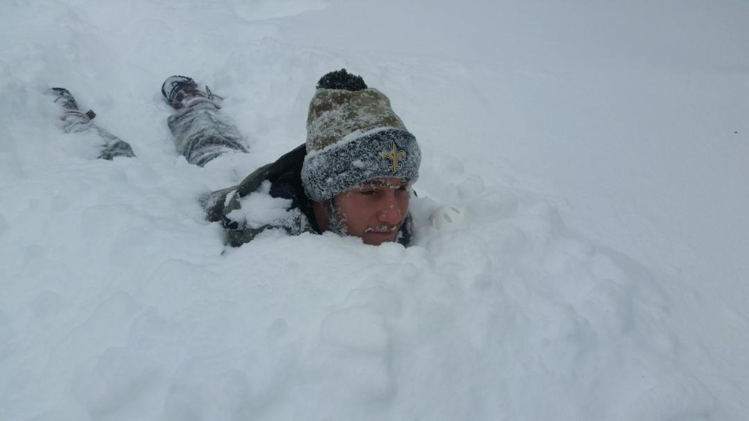 The snow was a fun playground for bigger kids, too.