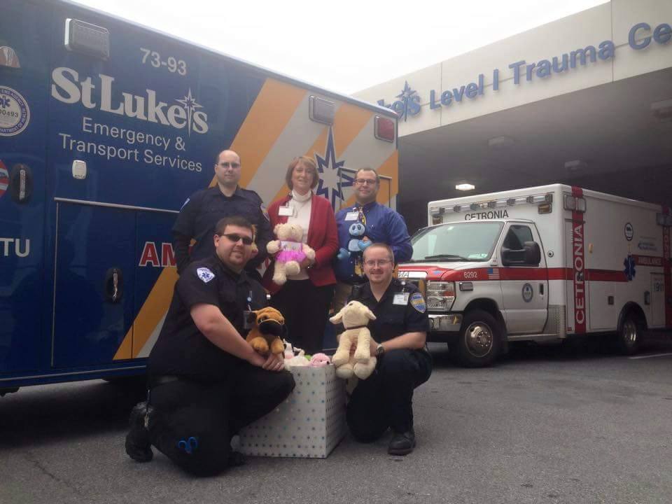 Josh Werkheiser (lower left) works as an EMT and is studying to become a paramedic.