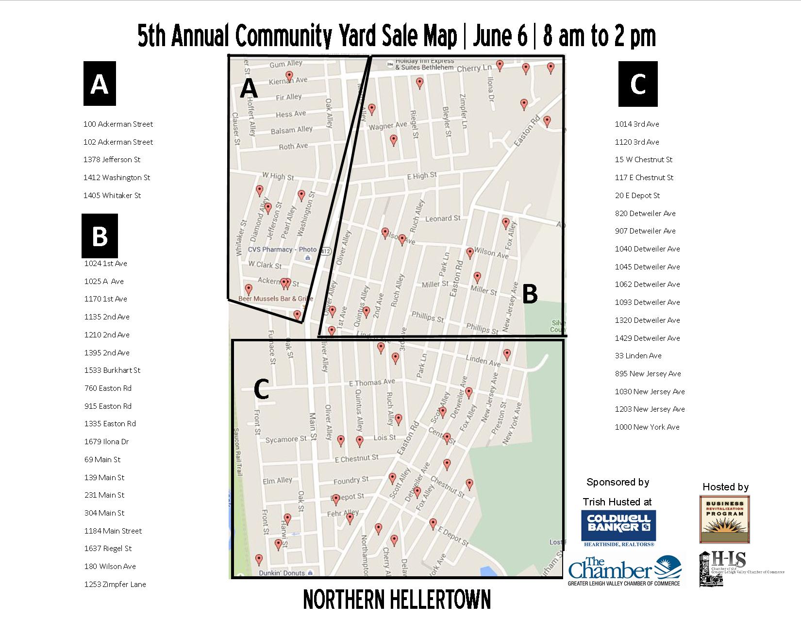 2015 Hellertown community yard sale map