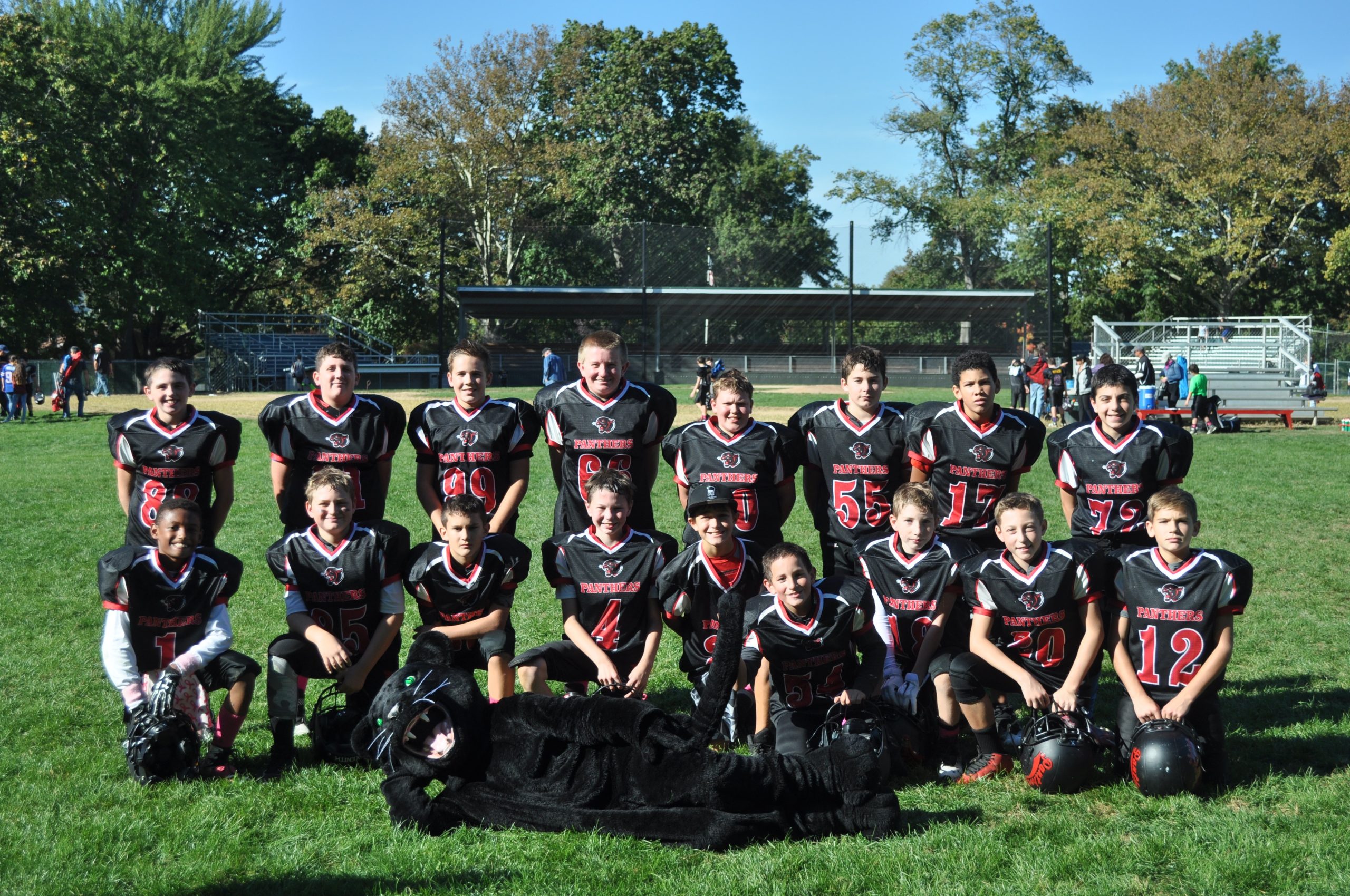 The Saucon Valley Yotuh 130 defensive reserve along with the photo-bombing Panther