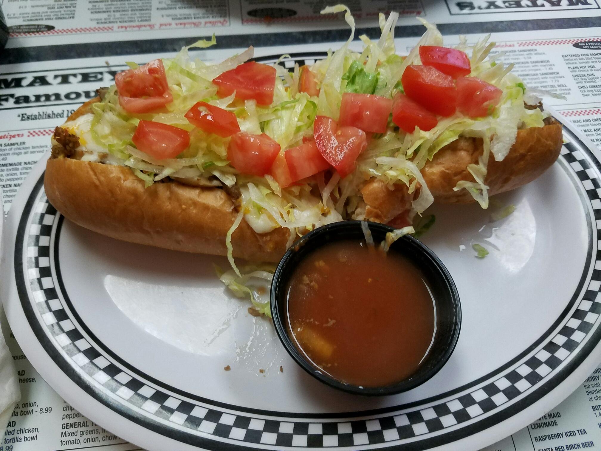 A California Cheesesteak from Matey's Famous Steaks & Pizza in Fountain Hill