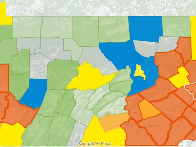 April 1 2020 Coronavirus Map Pennsylvania