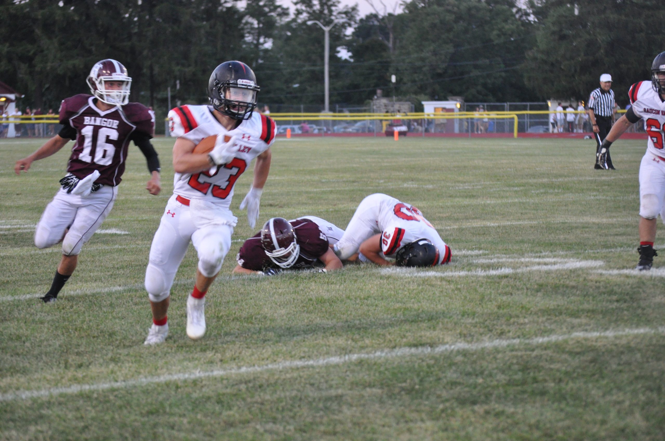 Panther junior Zach Petiet on his way to one of his three first half touchdown against Bangor.