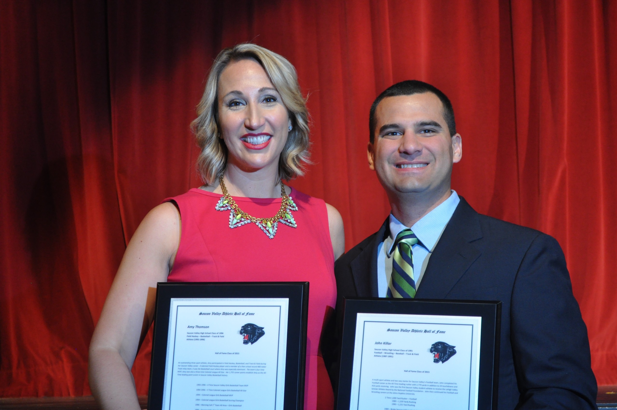 Amy Thomson and John Killar were proudly inducted into the Saucon Valley Sports Hall of Fame