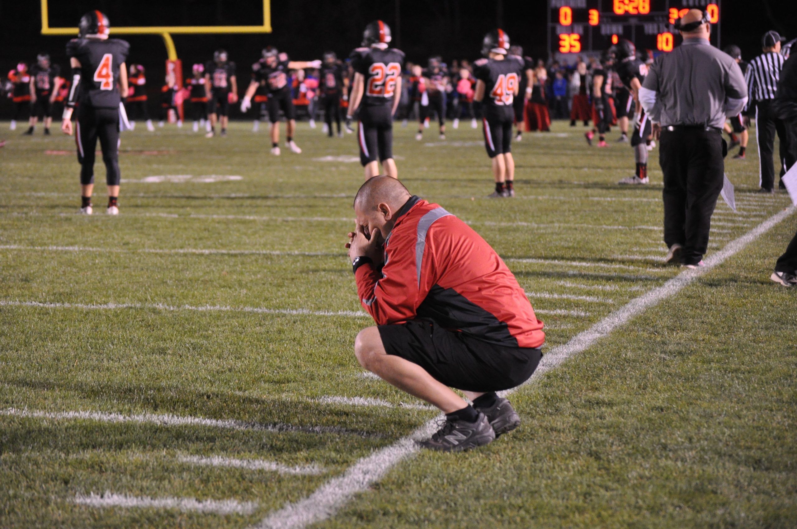 Coach Evancho in the midst of a pregame ritual