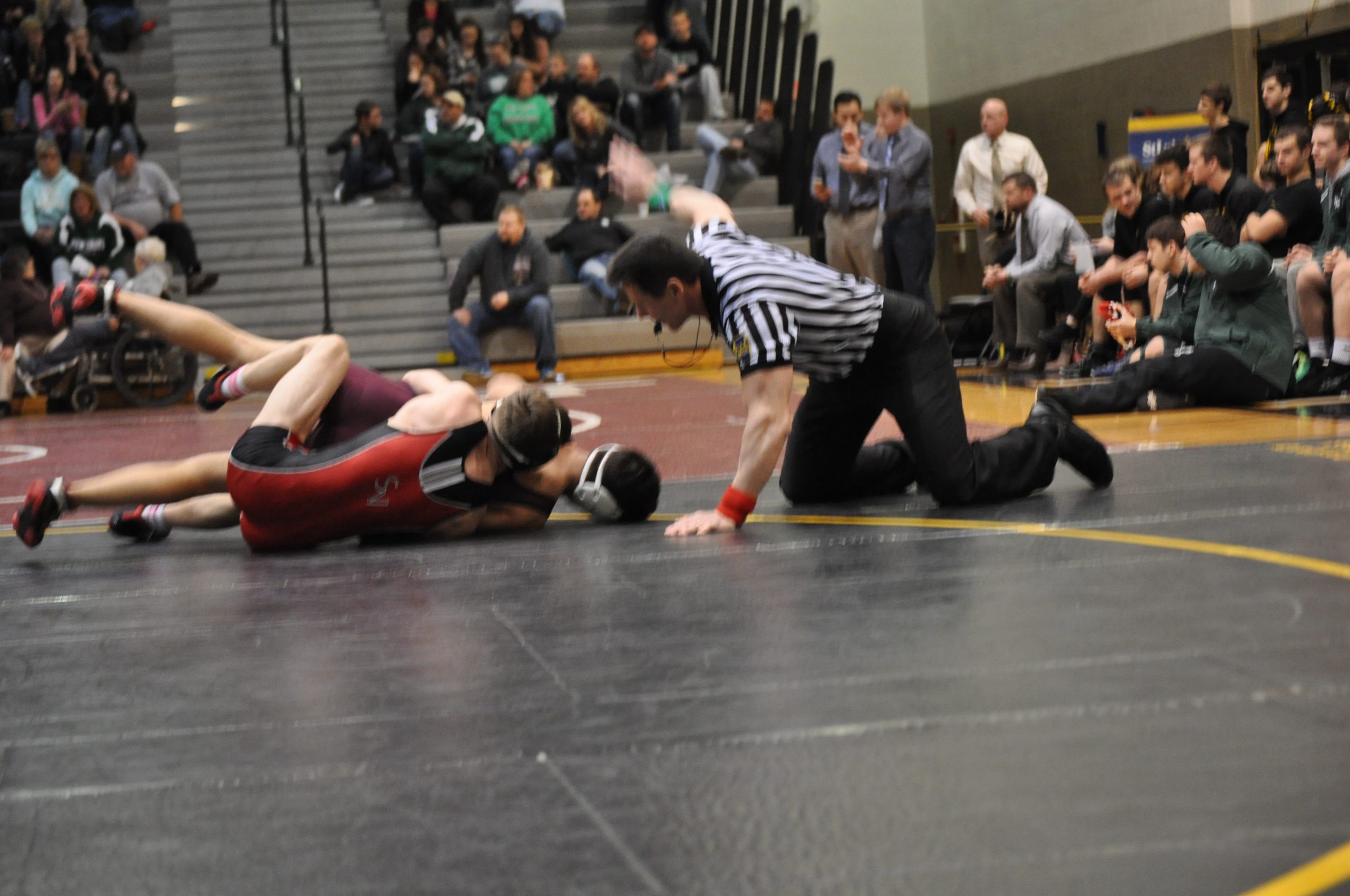 Jason Jones (138) of Saucon Valley get more back points counted on his way to a tech-fall against Lehighton