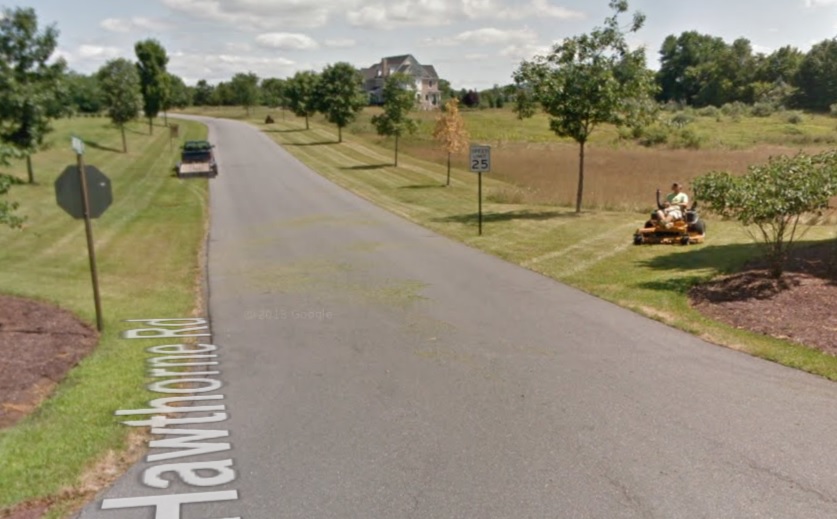 The entrance to Hawthorne Road along Old Mill Road in Lower Saucon Township