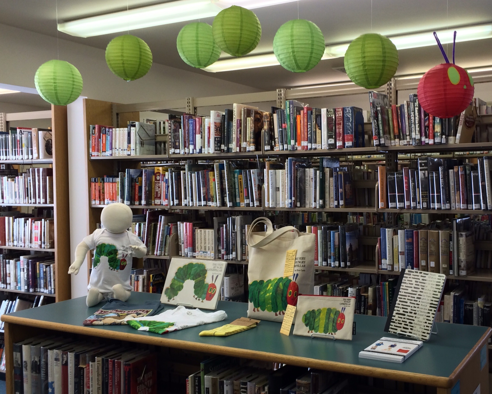A display promotes the Hellertown Area Library's Out of Print online fundraiser, which continues through March 31.