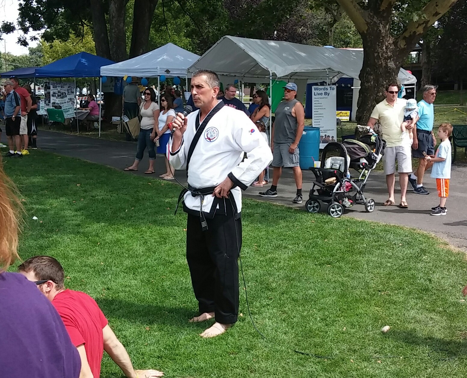 Saucon Valley Karate owner Phil Geiter leads a demonstration at Hellertown-Lower Saucon Community Day in 2014 (FILE PHOTO)