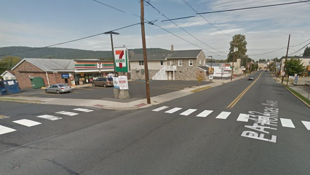 The intersection of Main Street and Thomas Avenue, looking north in Hellertown