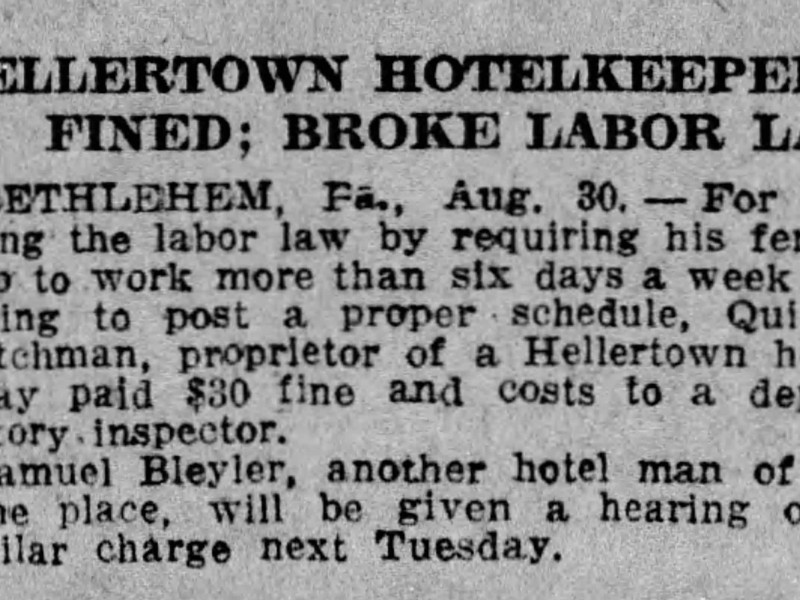 Olden Days Hellertown 1918