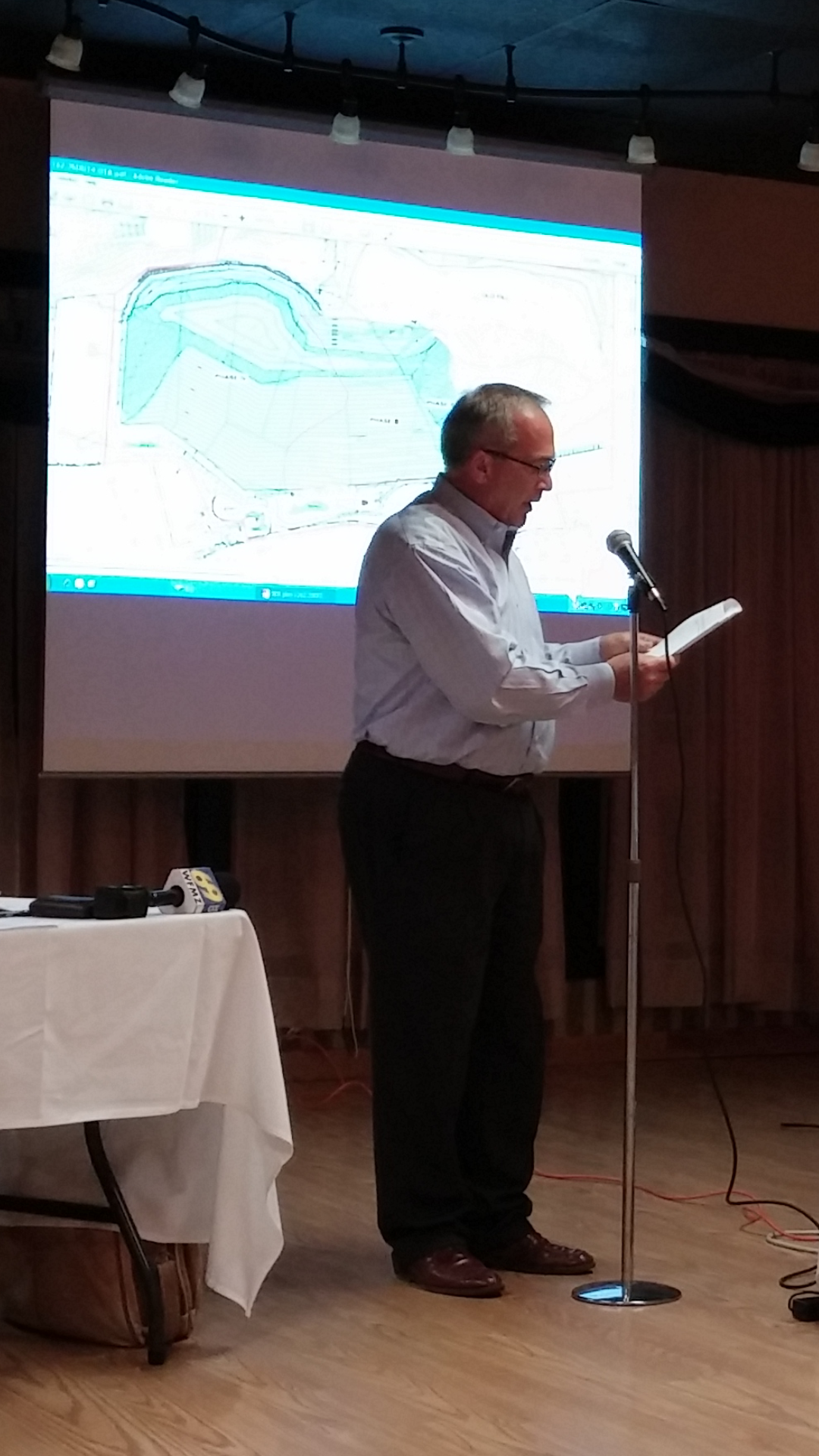 IESI Bethlehem Landfill district manager Sam Donato speaks at a DEP meeting about the Lower Saucon Township landfill's proposed Southeastern Realignment expansion in March.