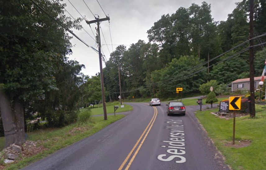 The area of Seidersville Road where Lower Saucon Township Police say the crash occurred is near a curve in the road.