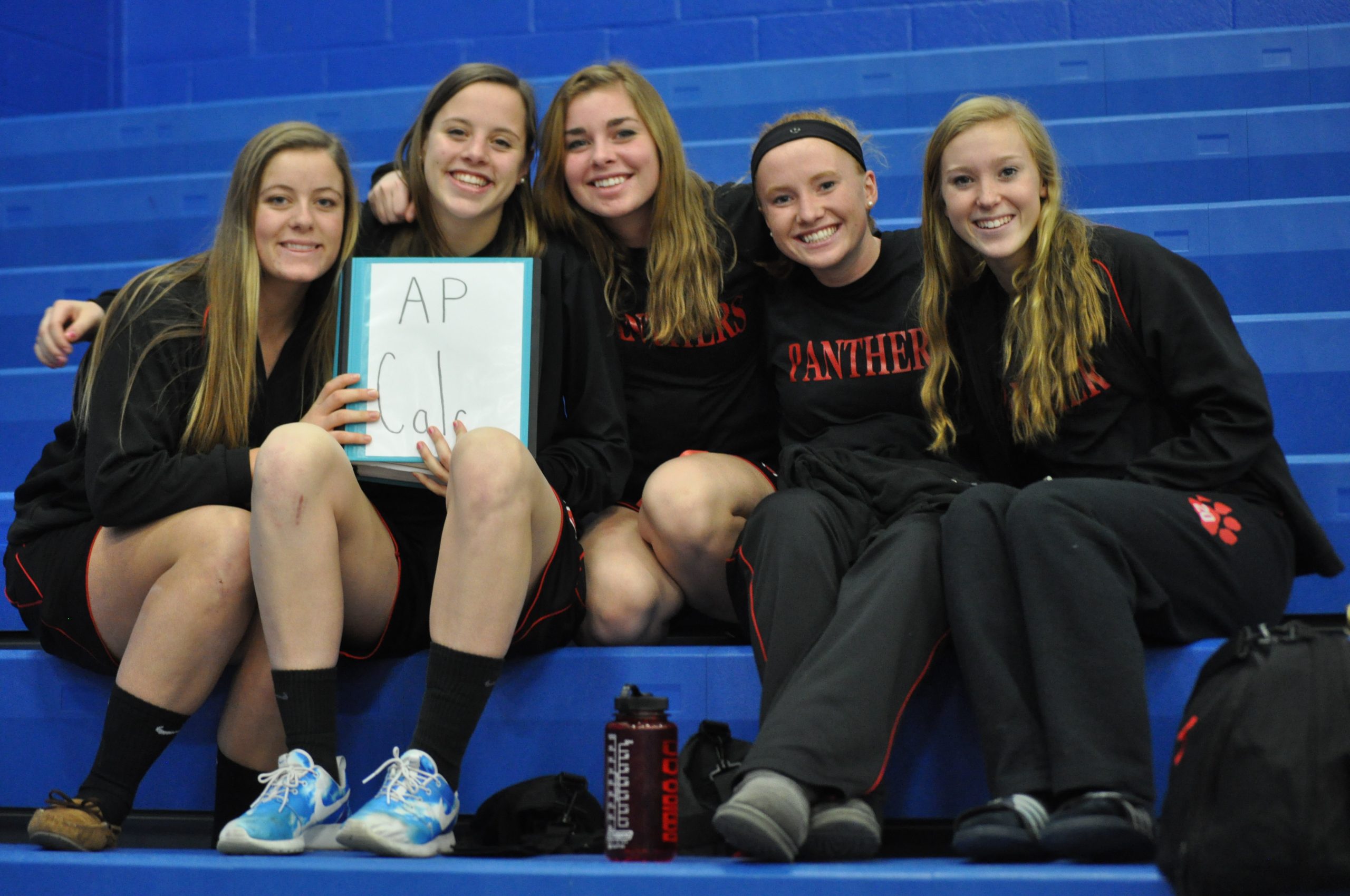 The Saucon Valley girls varsity 'fab five' pass the time before their showdown with Palmerton.